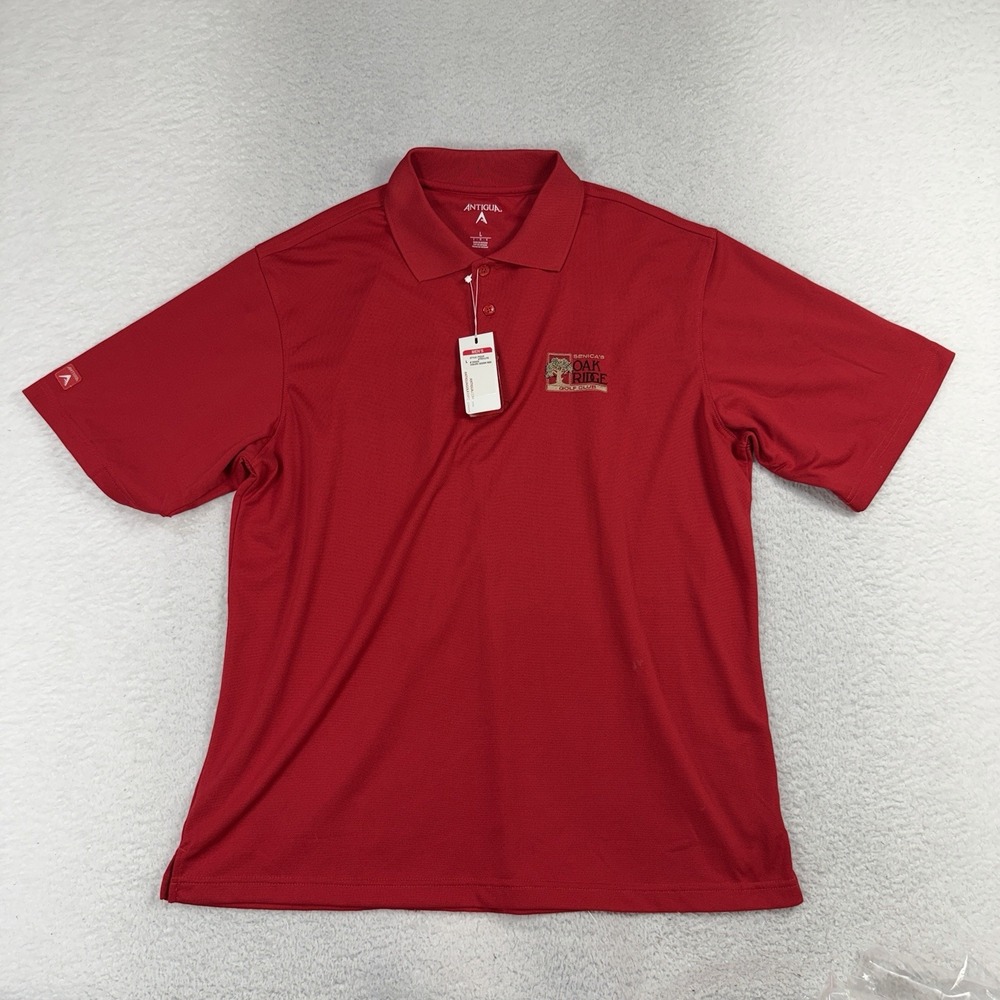 NWT ANTIGUA Golf Polo Mens L Desert Dry Seneca’s Oak Ridge Golf Club Embroidered